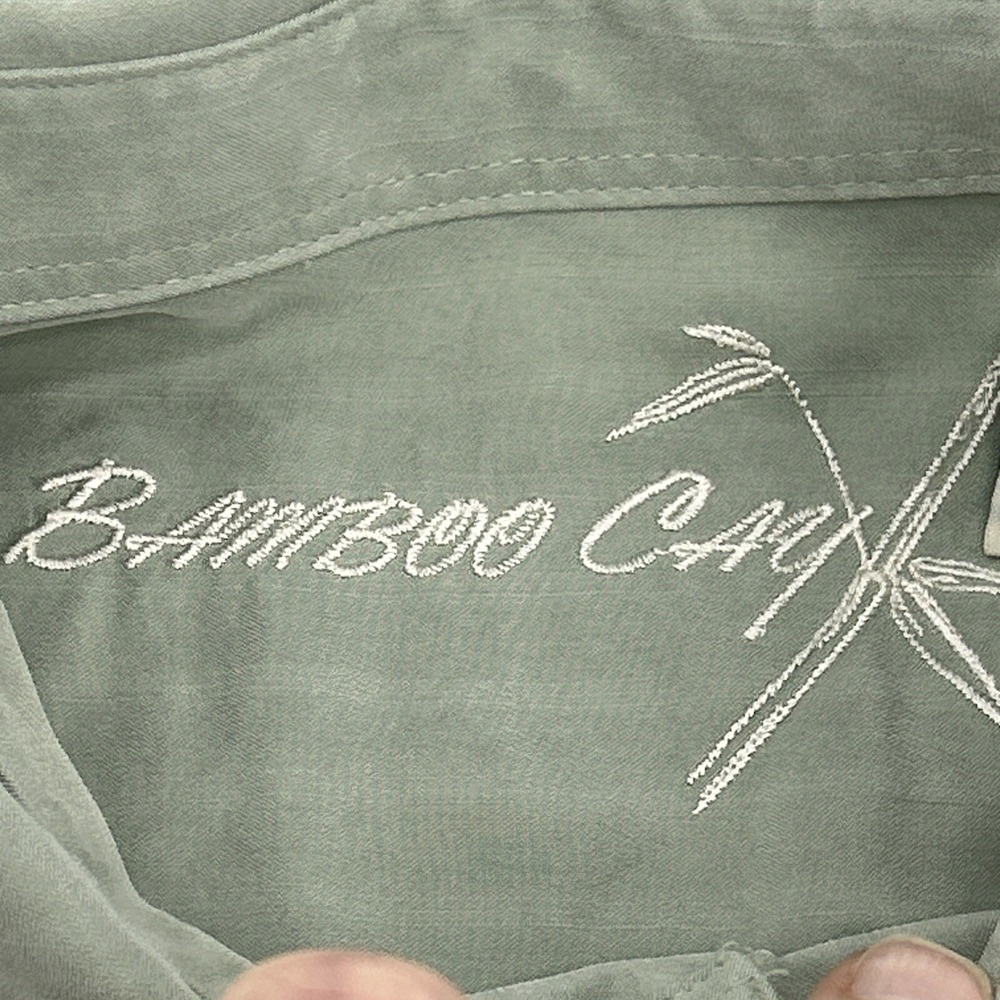 Bamboo Cay Shirt Men XL Sage Green Embroidered Button Up Short Sleeve Palm Trees - Picture 3 of 10
